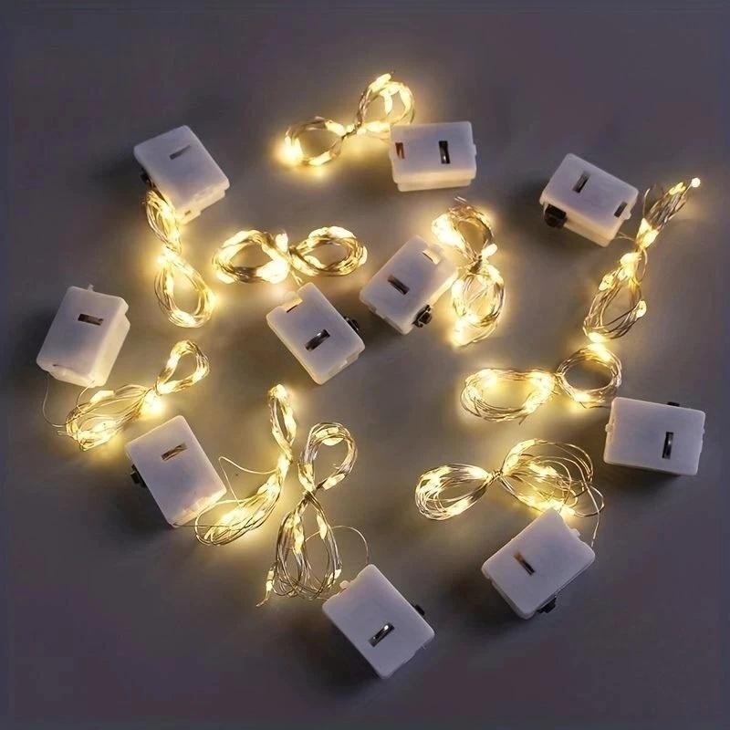 (Có pin miễn phí) Dây đèn led mini bằng dây đồng, trang trí cho đám cưới, tiệc và Giáng Sinh (1 m/2 m)