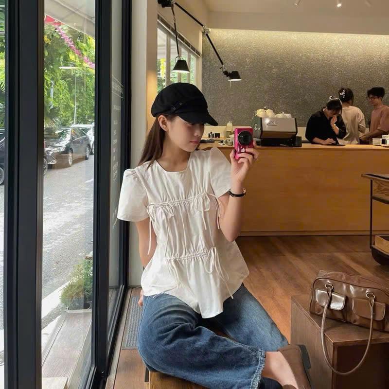 Áo babydoll kiểu rút dây ngực và eo thân sau Hansu - by Vintagevibes.