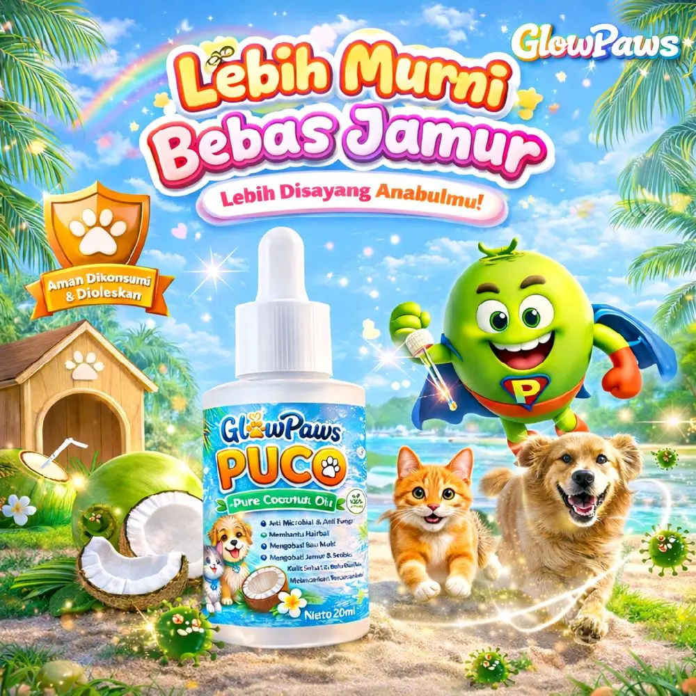 GlowPaws Puco Pure Coconut Oil 20ml Obat Jamur Scabies Sembelit Sariawan Bau Mulut Aman Dikonsumsi & Dioleskan