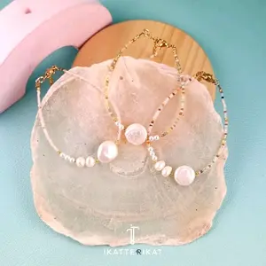 Oriana Bracelet - Gelang Tangan Wanita Mutiara Air Tawar Gemstone Crystal Healing Stone Batu Anti Karat Pudar Murah Handmade Buatan Tangan Adjustable