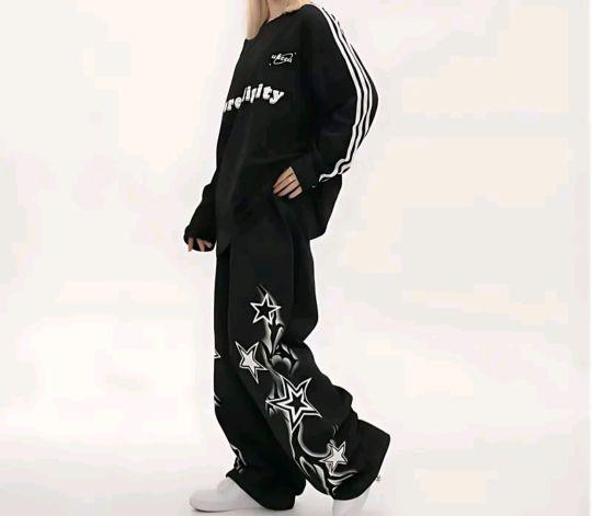 Product Introduction of Jogger pants star skena y2k jkt48 korean style karet celana ombre nbc flare jumbo kulot wanita petir straight cut Wanita Celana 4