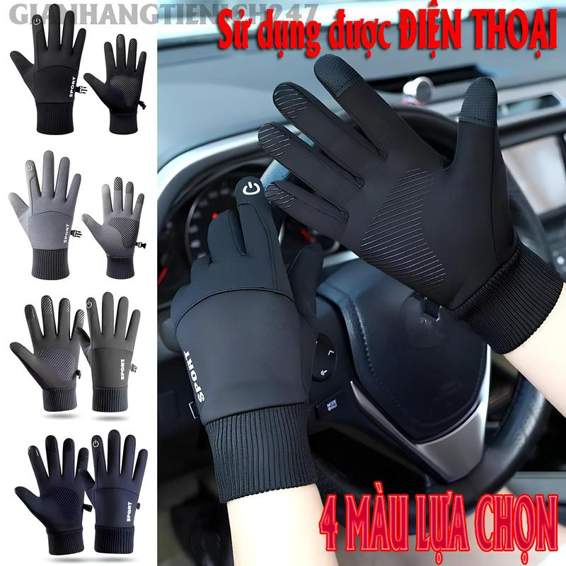 Cản gió chống nắng Găng Tay Lót Nỉ Ấm Áp Giữ Nhiệt Chống Gió 3 Lớp Bên Trong 4 Màu Xanh Xám Đen Ghi Gangtaydaihan Gangtayxemay