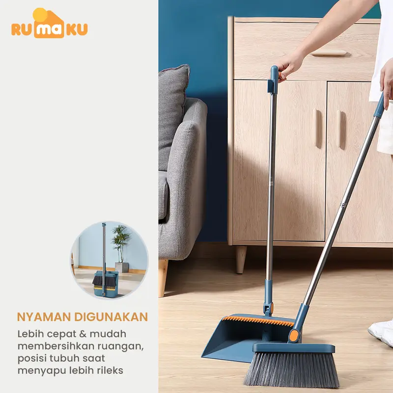 Rumaku Set Sapu Pengki Lipat 2in1 Alat Pembersih Lantai Praktis untuk Rumah dan Kantor 5