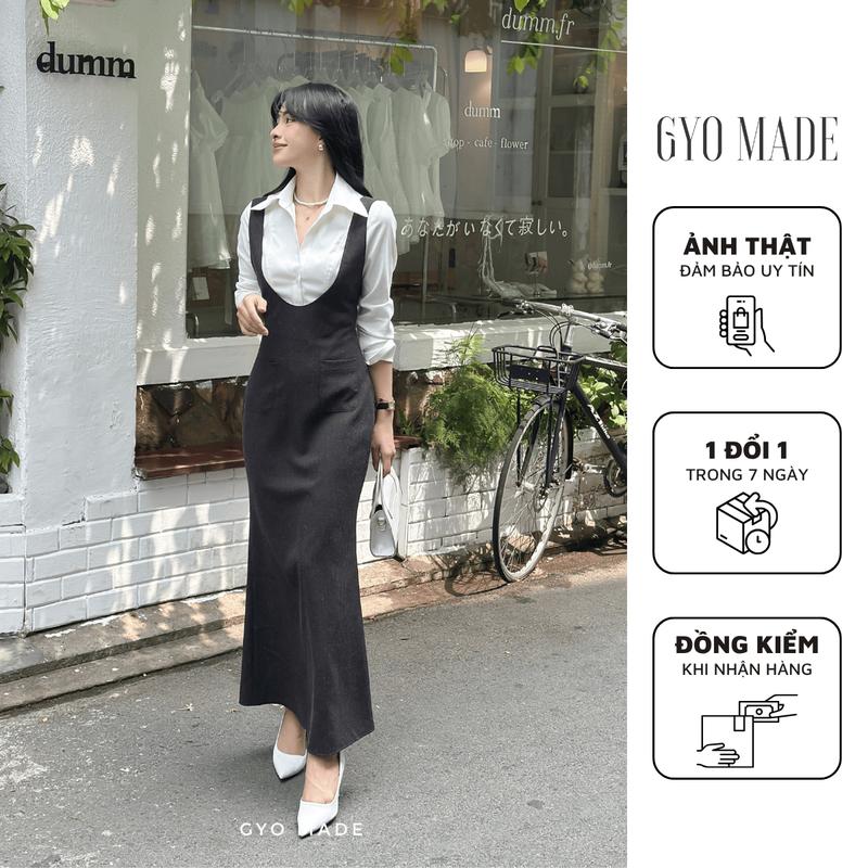 Đầm Yếm Dáng Dài GYOMADE Chất Bố Tiêu Tôn Dáng, Có Lót Thun Bên Trong, Co giãn Nhẹ | GV032