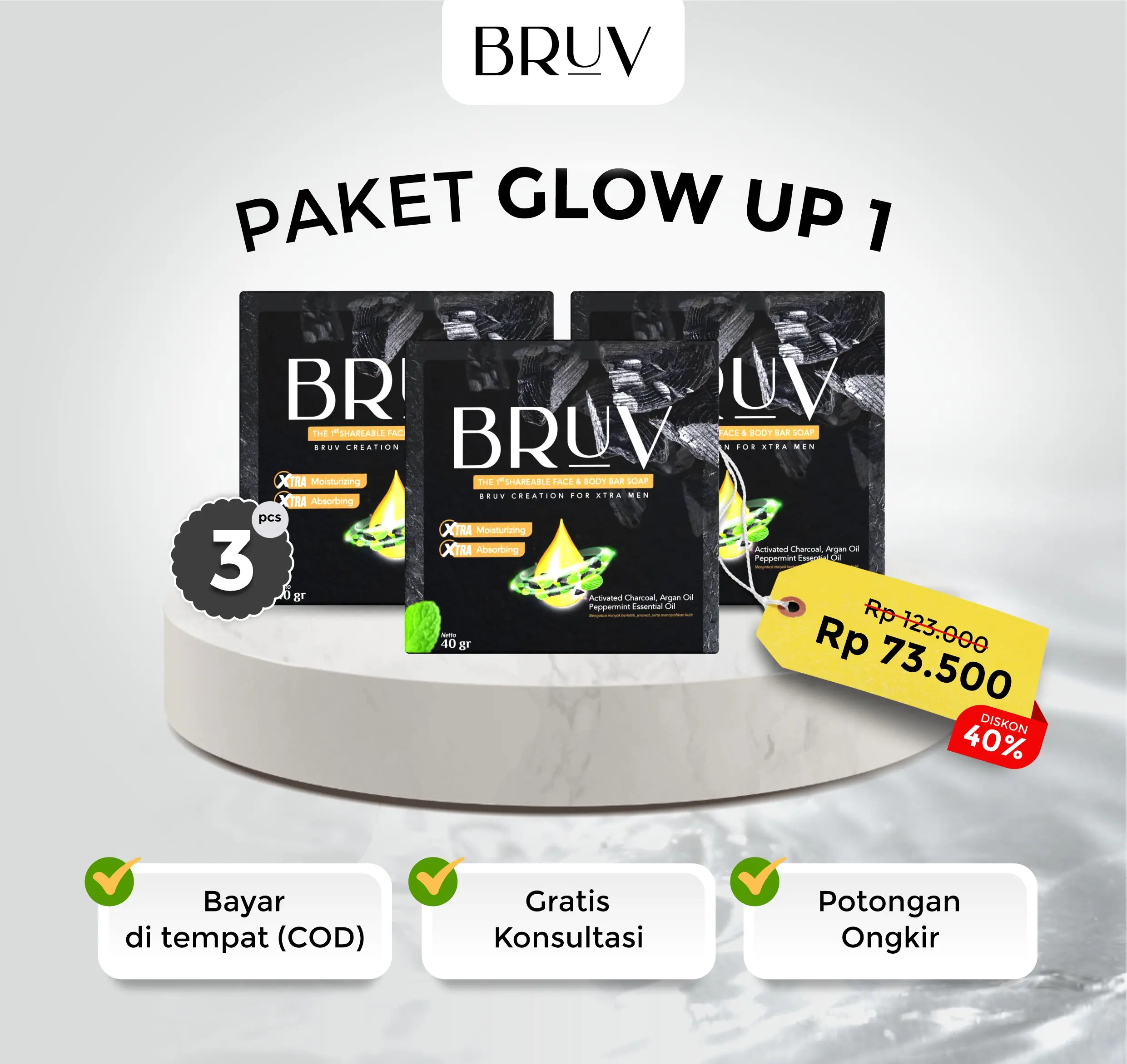 BRUV BRIGHTENING SOAP ISI 3 PAKET HEMAT