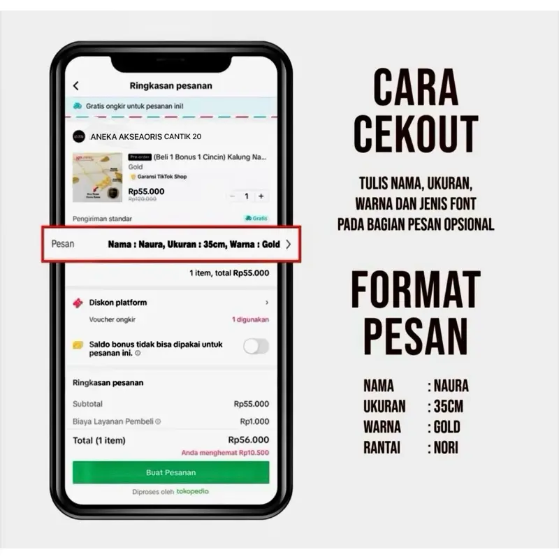 (Beli 1 Bonus 1 Cincin) Kalung Nama Custom Anak Dewasa Desain Liontin KarakterCartoon Spesial Pecak Kopi Aksesoris Perhiasan Custom Premium Titanium Lapis Emas warna Gold Silver RoseGold Aman di  Kulit Bisa Couple Aman Sehari-hari Stainless 7