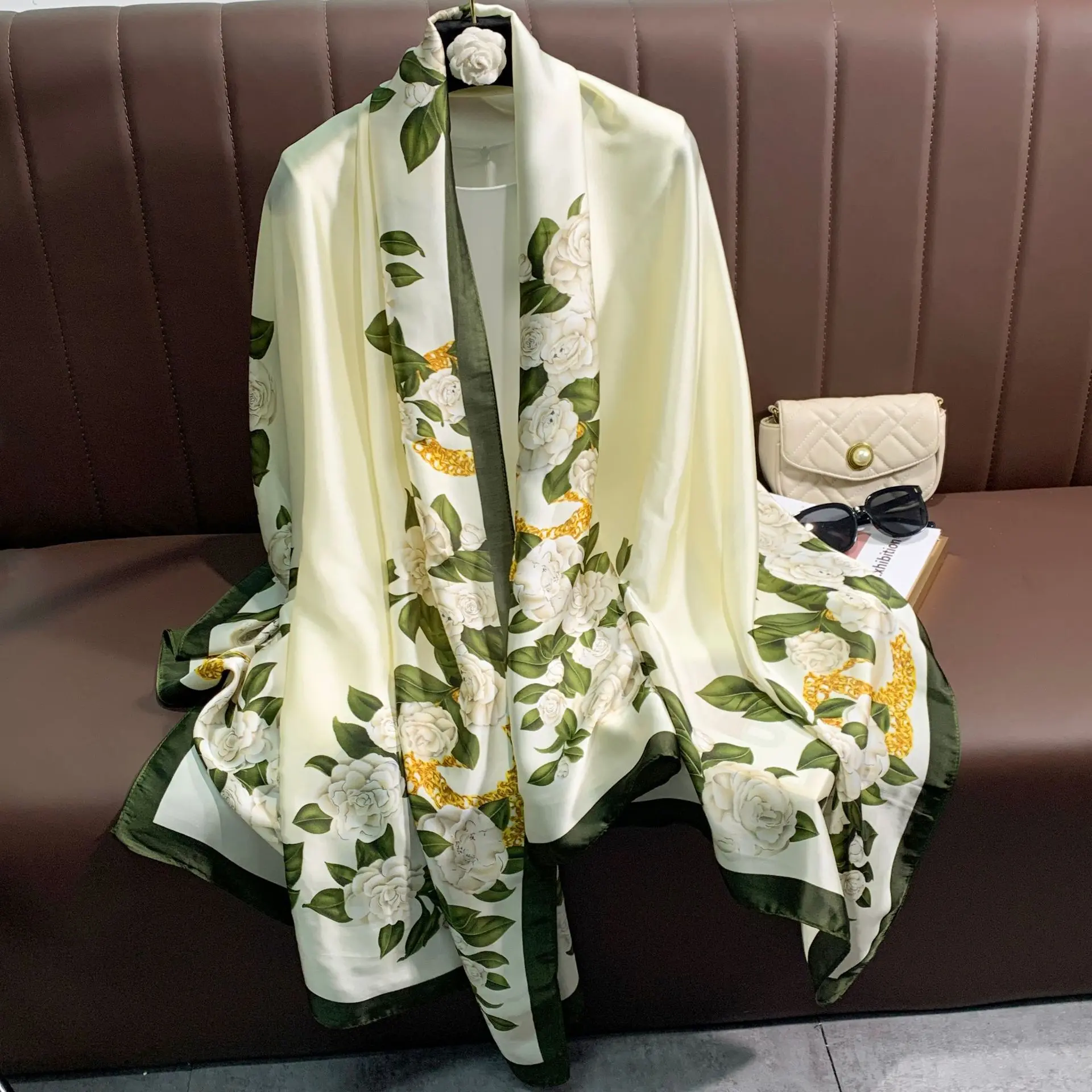 Khăn Quàng Lụa In, Li Brocade, Khăn Quàng Lụa Mềm, Khăn Choàng, Thích Hợp Đi Biển, Khăn Quàng Lớn, 90 * 180, Hàng Mới Về