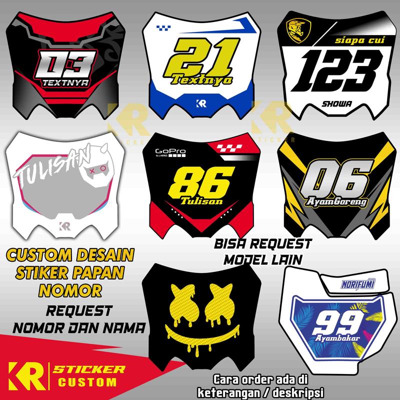 Kr Sticker Stiker Papan Nomor CRF RMZ KX KTM YZ KLX GORDON | Request desain - Shop ...