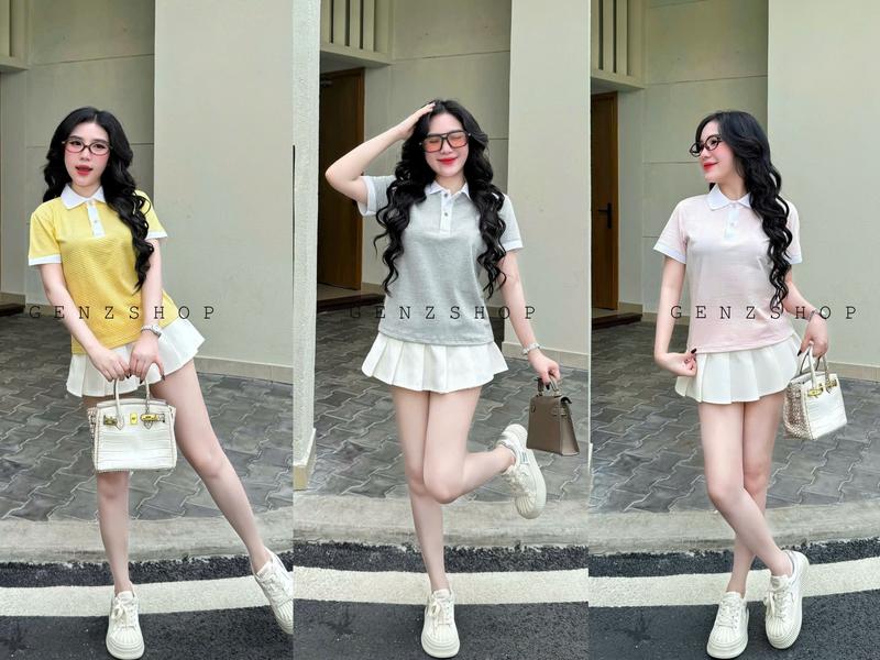 [Deal Mở Bán] Áo Thun Polo Sọc Nữ  Cotton Co Giãn Đơn Giản Thanh Lịch BST25