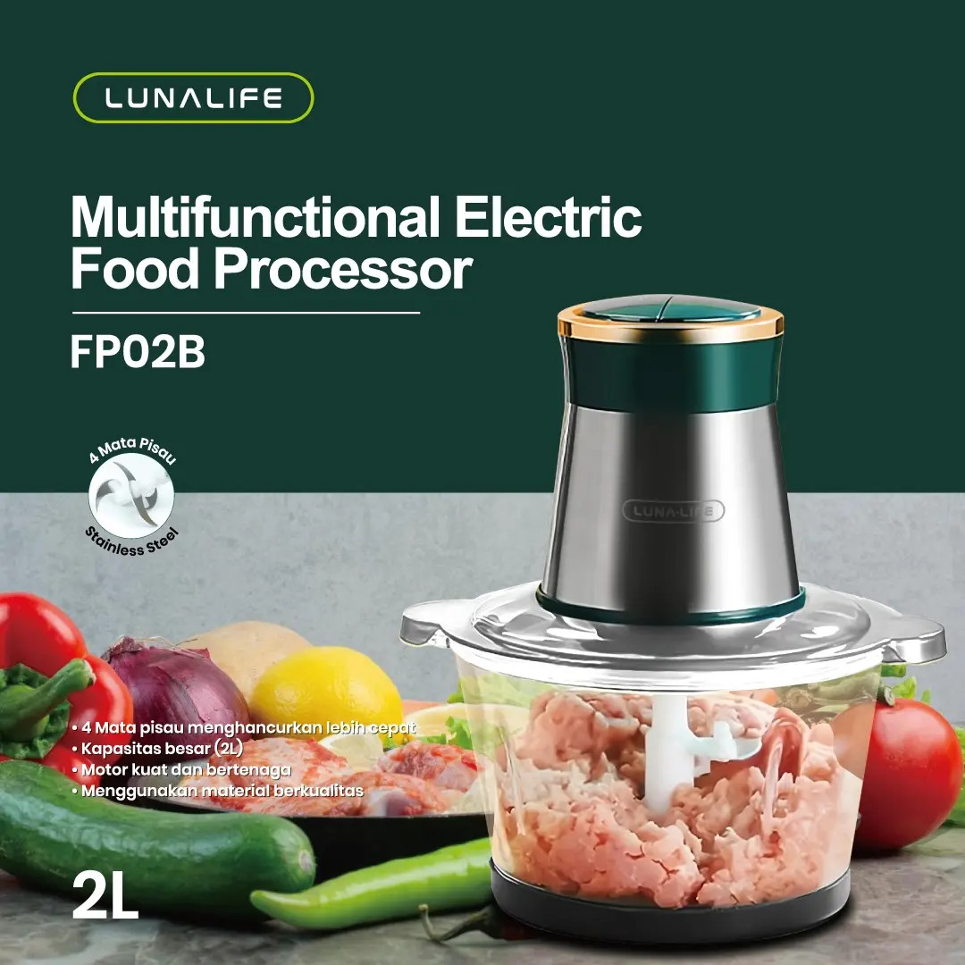 LV BLENDER CHOPPER KACA ELECTRIC FOOD PROCESSOR PENGGILING DAGING 2LT [CHOPPER FP02B]