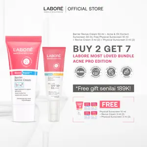 LABORÉ Dermalab Revolutionaire Most Loved Bundle Acne Pro Edition - Barrier Revive Cream Labore Acne Sunscreen Hijau Moisturizer Acne Pelembab Wajah dan Sunscreen SS Acne Pertama Perlindungan Sensitif Terkuat dari Sinar UVA dan UVB