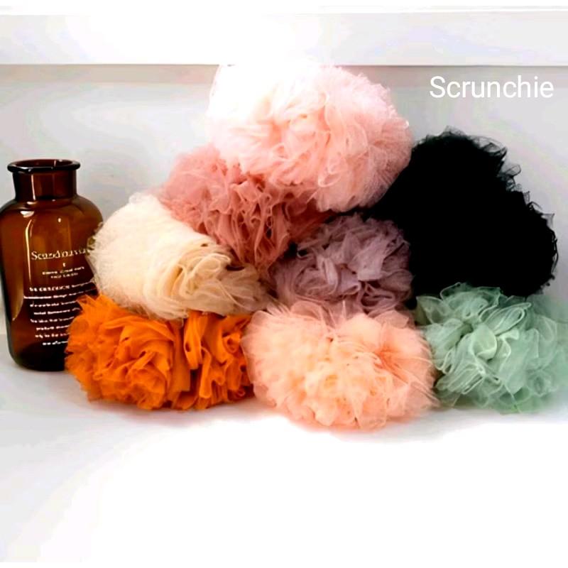 Ikat Rambut Cepol Scrunchie Tile Jumbo Standar Ringan - Model Terbaru Karet Random kream tulle ikat rambut & scrunchie 5