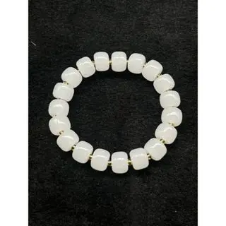 White Jade Marrow White Moonlight Bracelet Female Original Light Luxury Niche Wealth Attraction Peach Blossom Round Bead Bead Bracelet