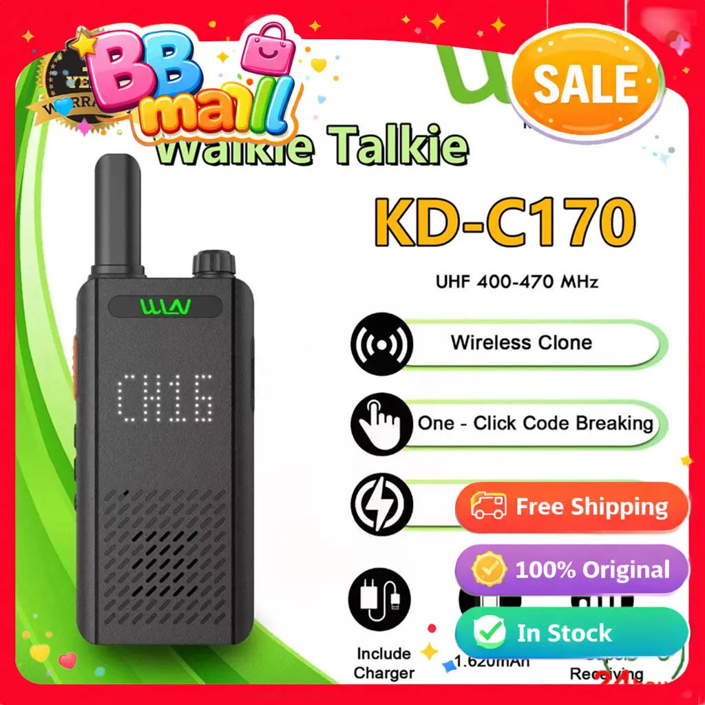 Waterproof Walkie Talkie HT WLN KD-C160 Ultra Long Range 1-5KM, Compact & Lightweight, Shock Resistant, Ideal for Hiking, Construction, and Security Patrol​