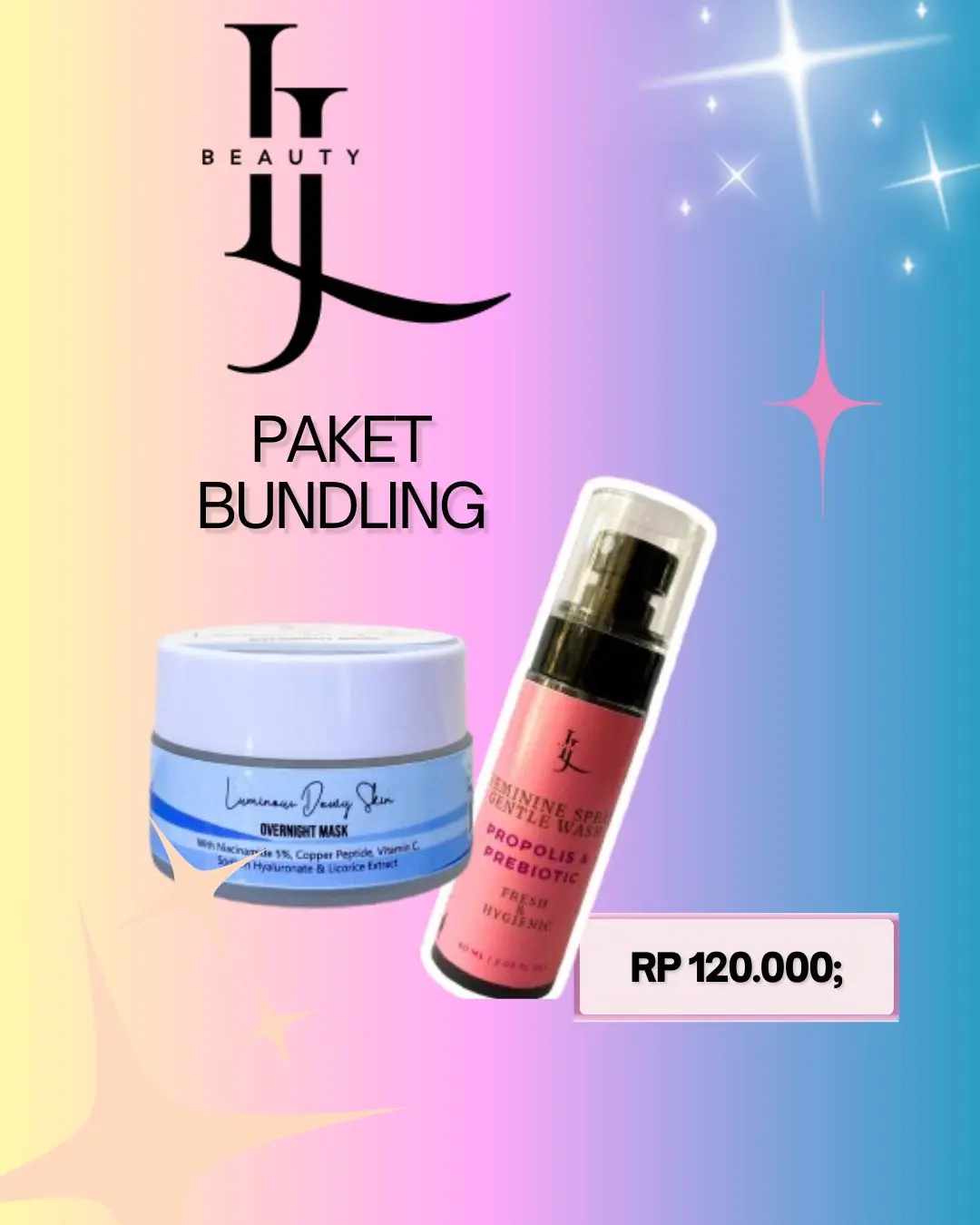 Paket bundling Overnight mask dan femininewash LJ BEAUTY