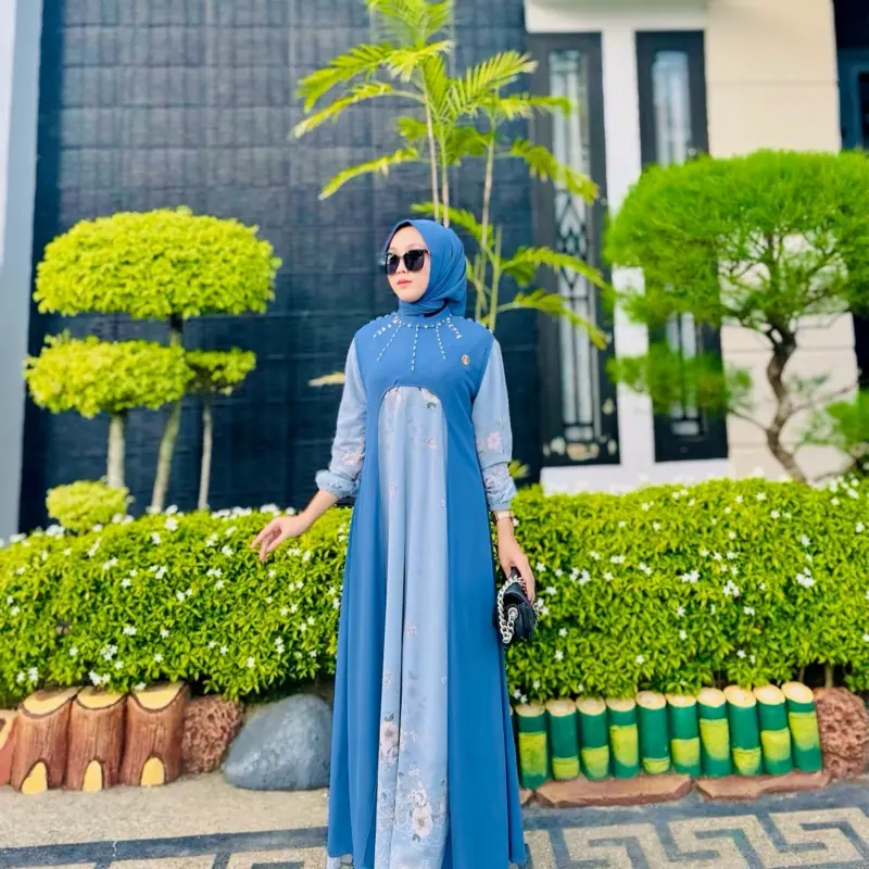 TUTUNAJWA Dania Dress Flower Mix Outer Gamis Set Hijab
