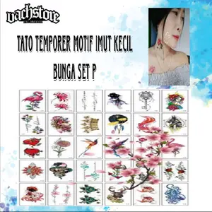 Tato Temporer Imut Kecil bunga 10x6cm set P FREE STIKER TATO RANDOM