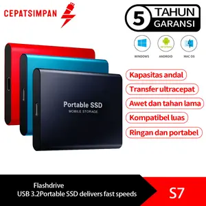 【CepatSimpan】S7 Portable External Storage (1TB/2TB/4TB) – USB 3.1 & Type-C & Micro, Ultra-Slim Shockproof, Stable Portable Storage Compatible with Windows, Mac & Linux