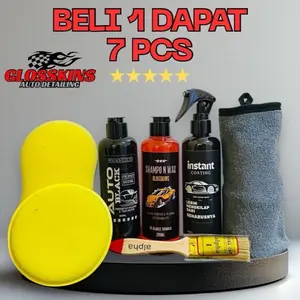 Paket Cuci Lengkap 7PCS include KUAS Untuk Cuci Kendaraan Full Body by GLOSSKINS Lap Car Microfiber Pengkilap