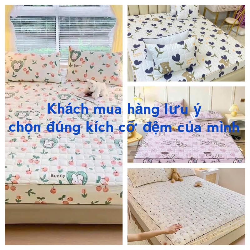 [DEAL Độc Quyền]Bộ ga gối cotton đũi xơ đậu nành trần bông mềm mại ,dệt phẳng thoáng khí đủ kích thước ( 01 ga đệm từ 3c-15cm + 02 vỏ gối ) - Uy Tín