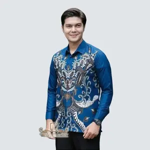 Terbaru-Kemeja Batik Pria Batik Dinie Motif Tihta Navy Hemat Lengan Panjang Nyaman - Lembut Pendek Kerah Keren - Mewah, Semi