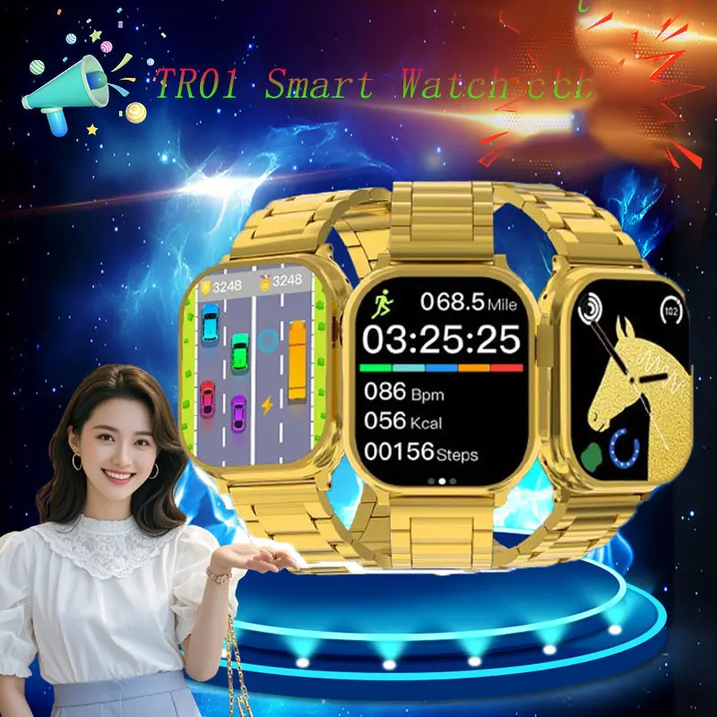 Fashion watchTR01,Complimentary strap, 3 colors for your choice ​hot women's watch, men's watch, sports watch, double buttons, full HD screen, custom wallpaper lovers watc