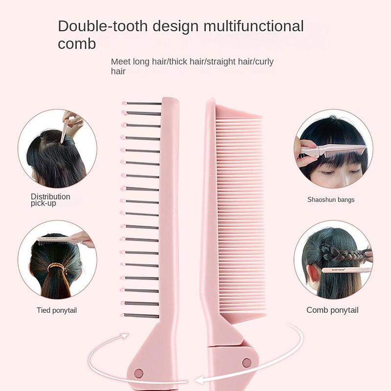 Portable Dense Tooth Ponytail Comb Pink Thicken Barber Comb Care ...