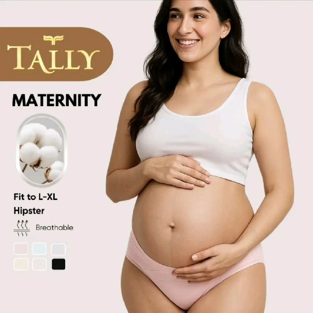 TALLY Celana Dalam Ibu HAMIL MINI Polos Original 9866 Maternity Panty Katun Lembut Soft Colour Free Size - Cotton