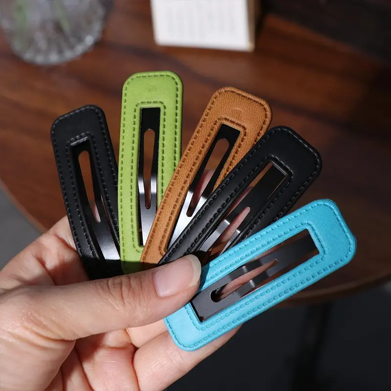 Kẹp Tóc Bằng Da Pu, Thiết Kế Hình Vuông Dễ Thương, Với Màu Pastel Họa Tiết Kẹp Tóc Nữ, Kẹp Tóc, Kẹp Bên, Phong Cách Thời Trang Đường Phố 5