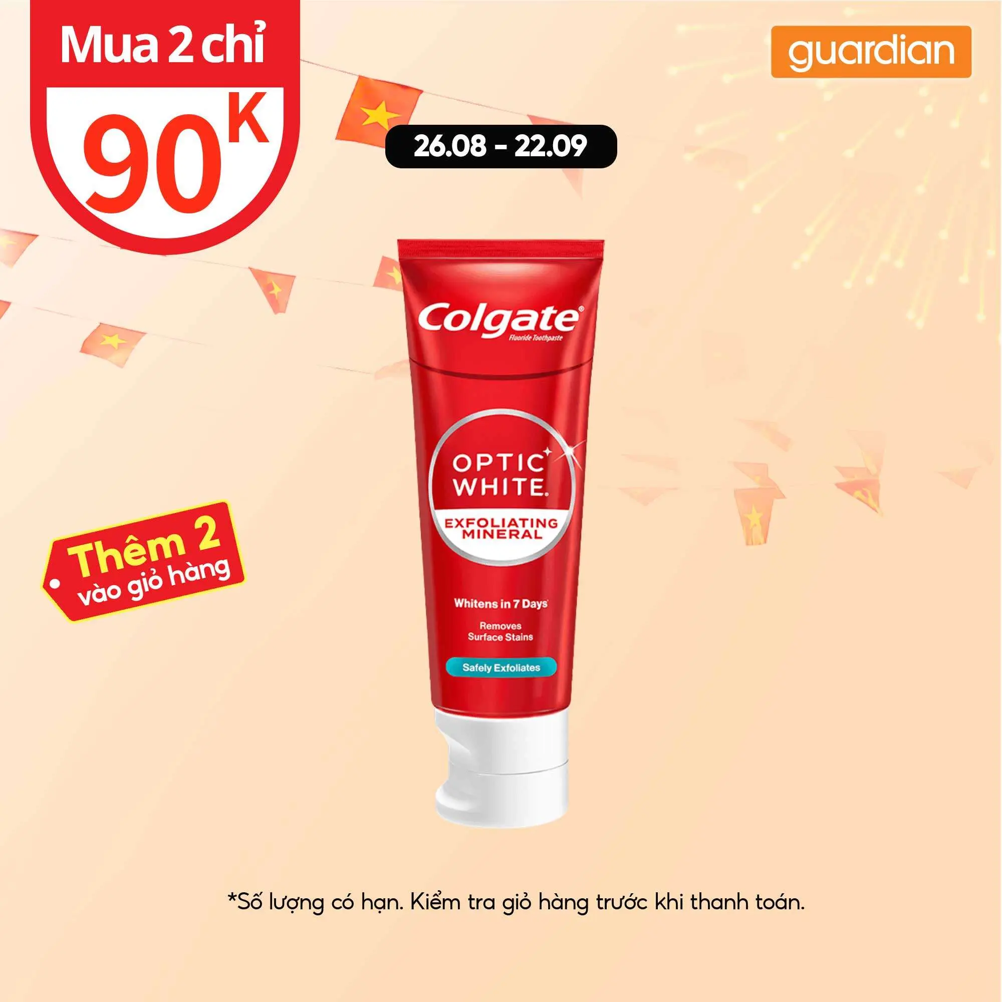 Kem Đánh Răng Colgate Optic White Exfoliating Mineral Hỗ Trợ Làm Trắng Sáng Răng 100G