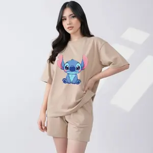 SETELAN KULOT DEWASA MOTIF "STITCH" BAHAN BABYTERRY PREMIUM CELANA 7/8 - DI BAWAH LUTUT