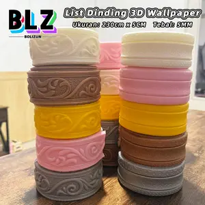 BOLIZUN List Dinding 3d List Foam Stiker Dinding Border Wallfoam 3D Sticker 2.3 METER Dekorasi Kamar Rumah LIST DINDING 3D TEBAL 5MM