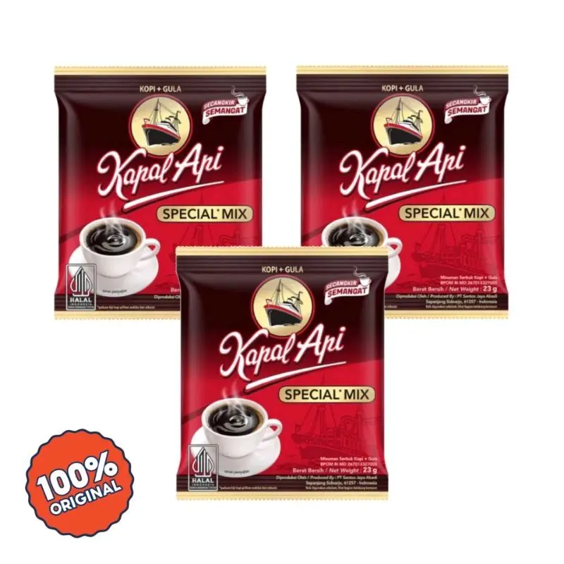 3 Renceng Kopi Kapal Api Special Mix isi 30 Sachet - Coffee Robusta Instant Hitam + Gula