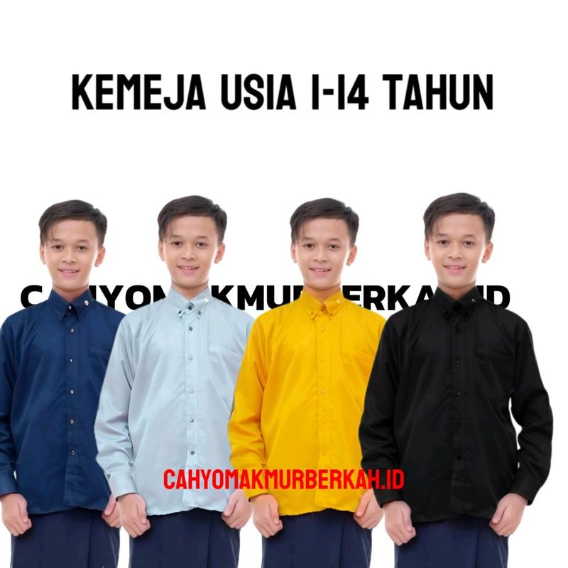 Kemeja Polos Anak Usia 1-14 Tahun Kemeja Anak Laki-laki Lengan Panjang Formal anak atasan Baju Katun Putih Hitam Cowok 9