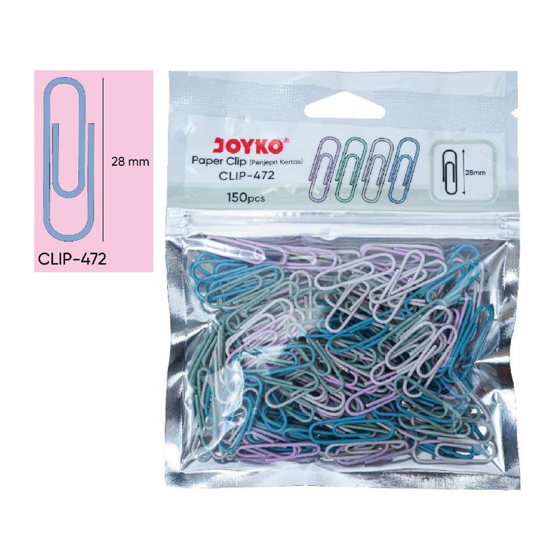 (150 Pcs) Paper Clip Oval Warna Warni JOYKO CLIP-472 / CLIP-473 / No.3 Clips Klip Kertas Sedang 28 mm 5