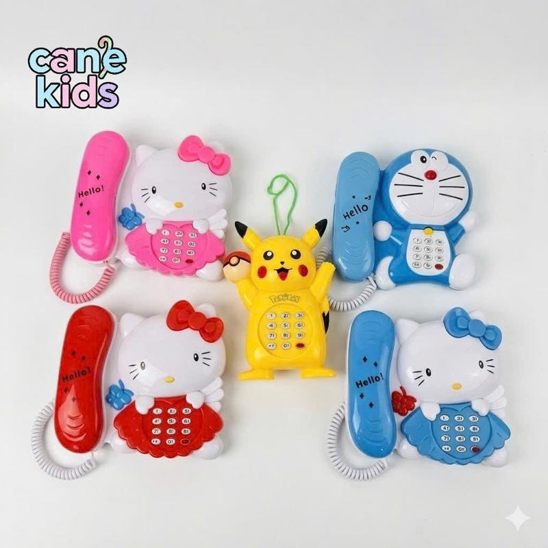 Đồ chơi điện thȯại bàn Hello Kitty, Doreamon dễ thương cho bé - sử dụng Pin có phát nhạc - Đồ chơi đồ chơi - Chất liệu Nhựa - kícḣ thước 14x13cm - Màu sắc Xanh Hồng Đỏ - Tăng cường thính giác Canekids
