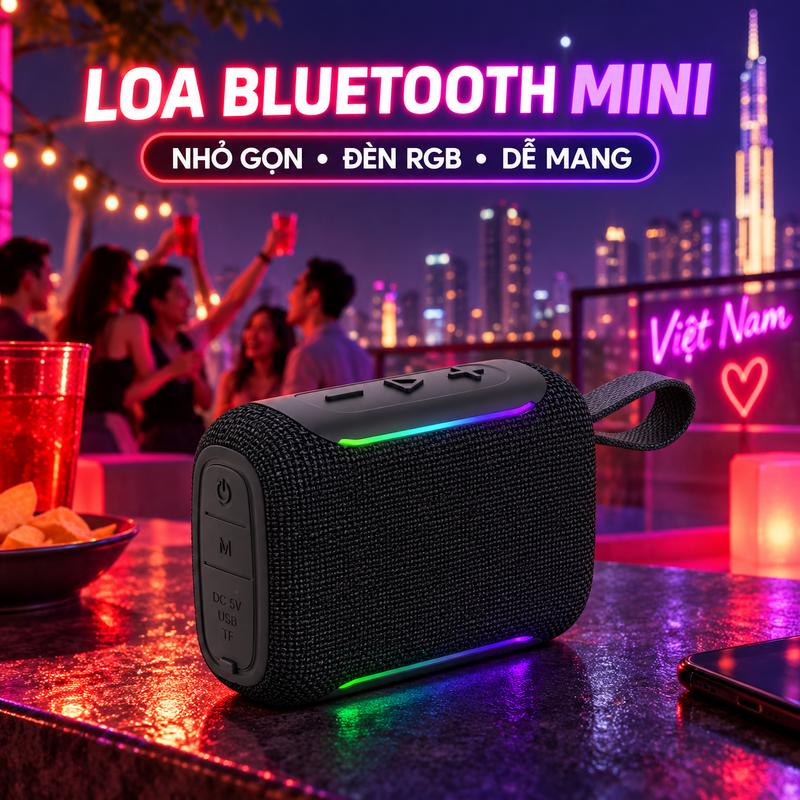 Loa Bluetooth di động mới, đèn LED đa màu, loa sub mini không dây, thiết kế xách tay bằng vải, loa cỡ nhỏ. load u lịch loaam thanh