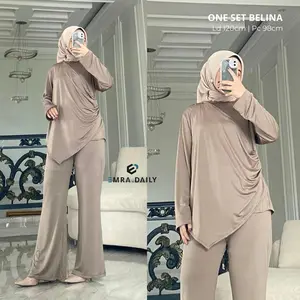 Belina Setelan Wanita Jersey Spandex Premium Oneset Polos Kekinian Kiera Set Kemerdekaan Merah Putih - Emradaily