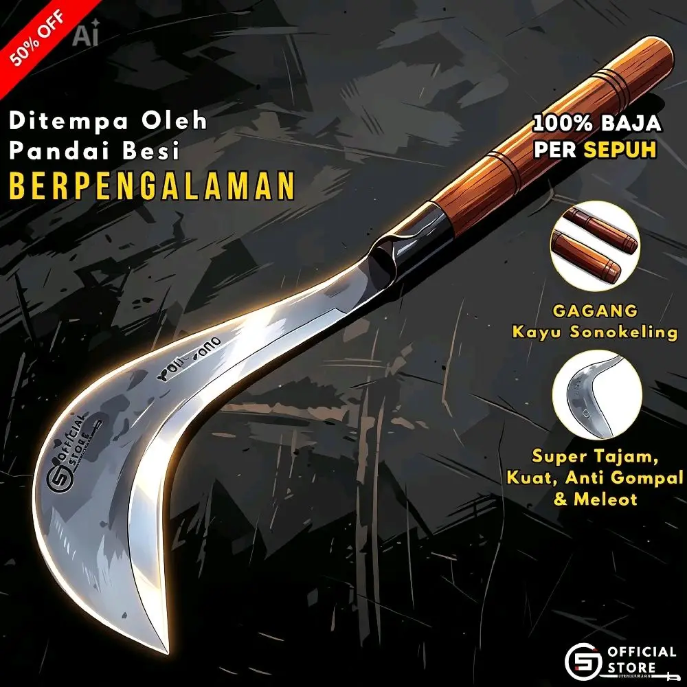 Congkrang Kuluwung Baja Per Sepuh 100% Gagang Kayu Sonokeling Super Tajam Kuat Anti Gompal Meleot