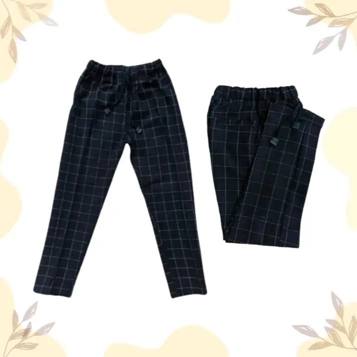 celana panjang tartan anak 1-13 tahun unisex garis kotak kotak 2