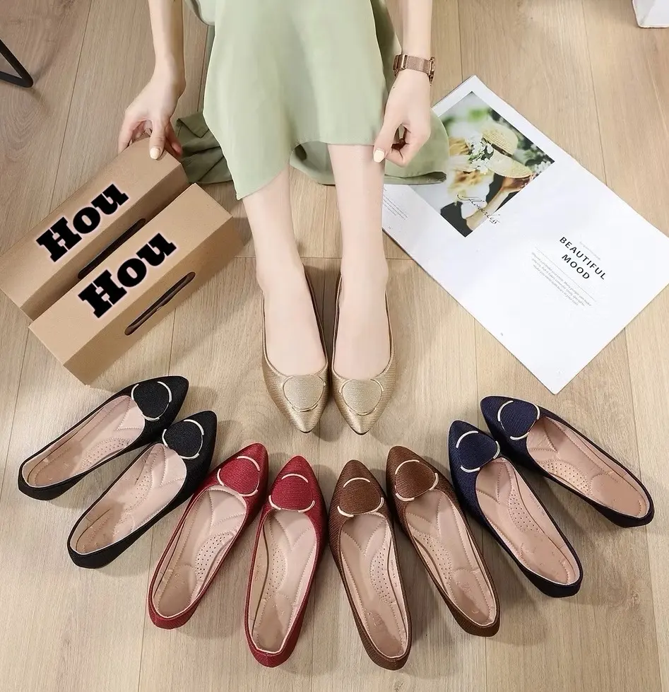 HOU  Korean Fashion Women  Pointed Doll Shoes Office Flat Shoes Daily Loafers   # A-02 size  35-40