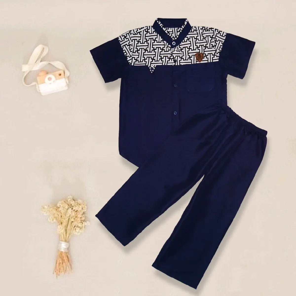 Setelan Koko Anak Usia 3-10 Tahun Baju Celana Koko Anak Muslim Lengan Pendek Bahan Katun Nyaman Dipakai