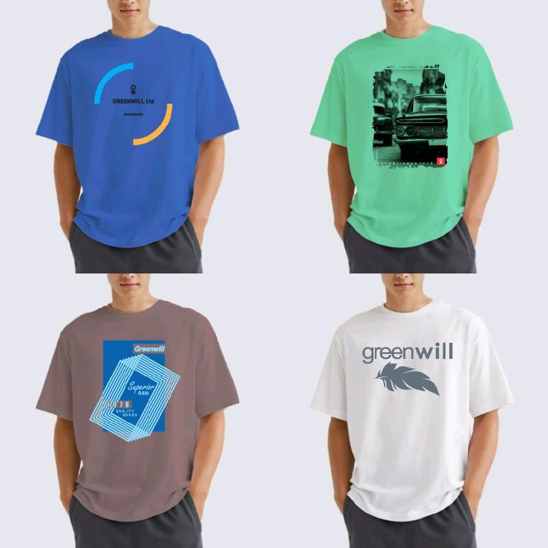 Kaos 100rb 8 Pcs Kaos GreenWill Baju Atasan Lengan Pendek Pria Wanita Dewasa T-Shirt Hitam Distro Oblong 5