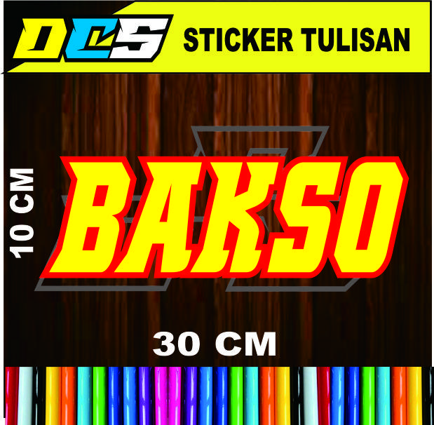 STICKER CUTTING TULISAN BAKSO HURUF DOBEL BERBAHAN SKOTLAIT