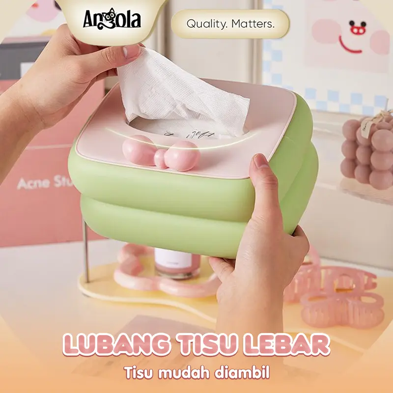 ANGOLA Kotak Tisu Kue/Coquette Style D69 Tissue Box/ Kotak Tisu Warna Pastel 2