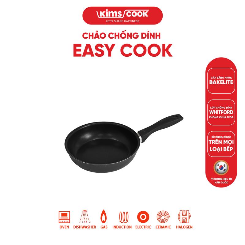 Chảo Easy Cook hợp kim nhôm chống dính vân đá đáy từ màu đen KIMS COOK