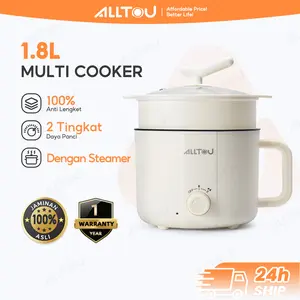 ALLTOU Panci Listrik Multifungsi 1.8L Cooker Kompor Listrik Pintar Pelajar/panci listrik/Asrama/Perjalanan Bisnis