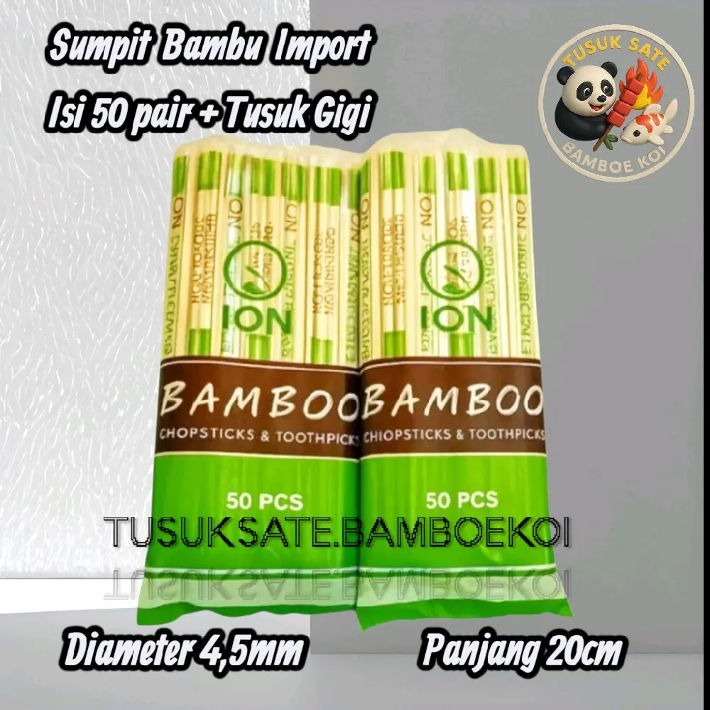 ION SUMPIT BAMBU PREMIUM Isi 50pasang Higienis Bersih Putih Halus Diameter 4,5mm Panjang 20cm import