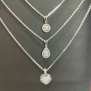Kalung silver set leontin  permata p. 45cm-BESTJEWELRY