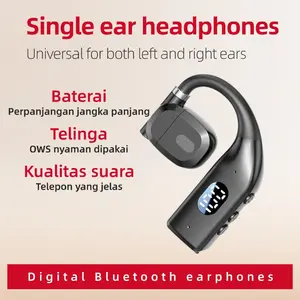 P7 wireless Earbuds terbuka olahraga headphone tidak masuk telingaNyaman memakai earphone Bluetooth nirkabel OWS headset dengan LED digital headphone satu telinga